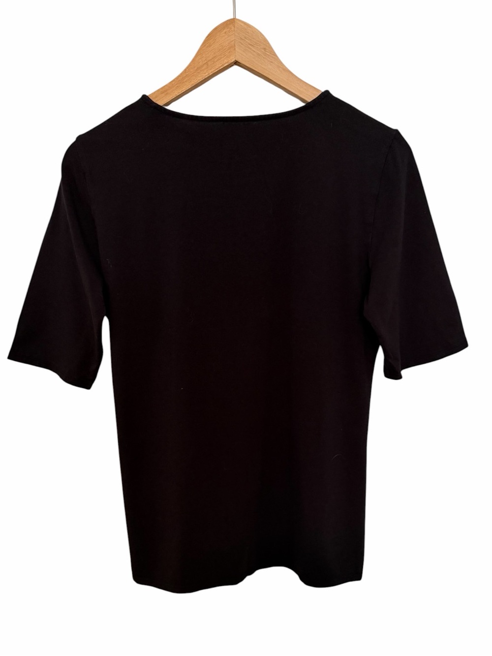 Magaschoni Tee Top Womens S Black Pima Cotton Modal Stretch Short Slv Round Neck